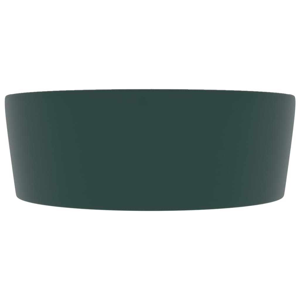 Luxury Wash Basin with Overflow Matte Dark Green 36 X 13 Cm Ceramic