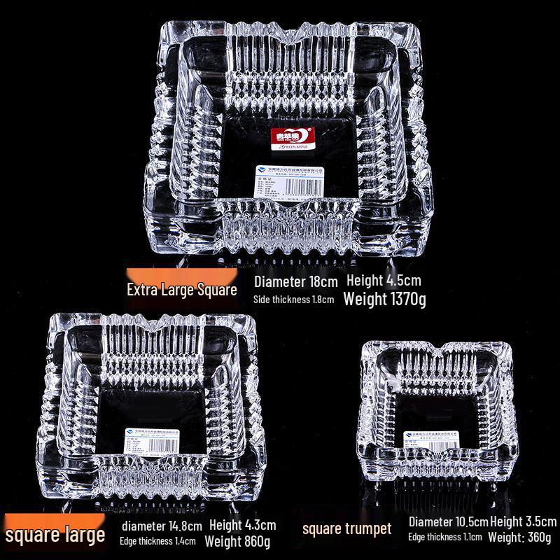 Premium Anti-Fly Ash Crystal Glass Ashtray for Stylish Living Rooms