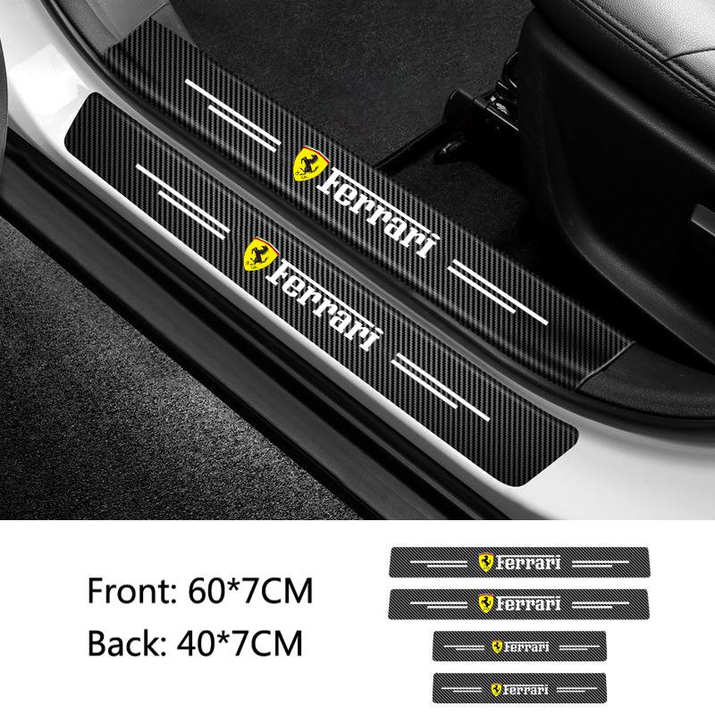 4Pcs Car Door Sill Protection Sticker Anti-scratch Carbon Fiber Door Sticker For Ferrari Roma 488 Portofino F8 Roma Spider SF90 MQ3