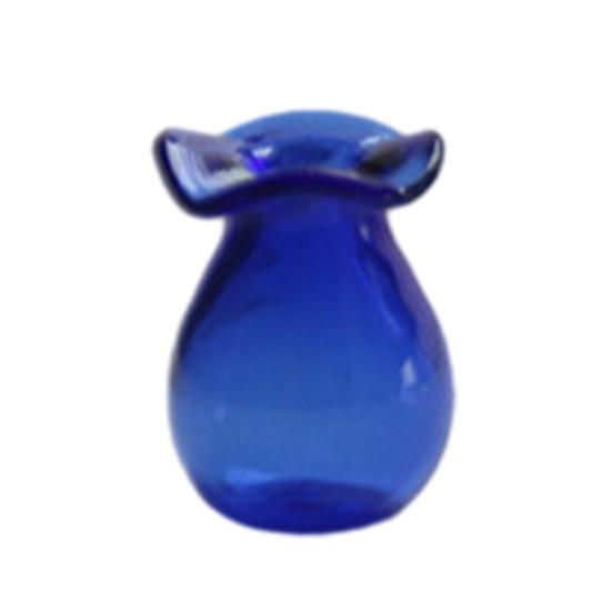 Miniature Vase, Tiny Blue Glass Vase, Small Flower Holder, Cute Mini Vase for Miniature Houses DIY Refrigerator Magnets (Magnets Not Included)