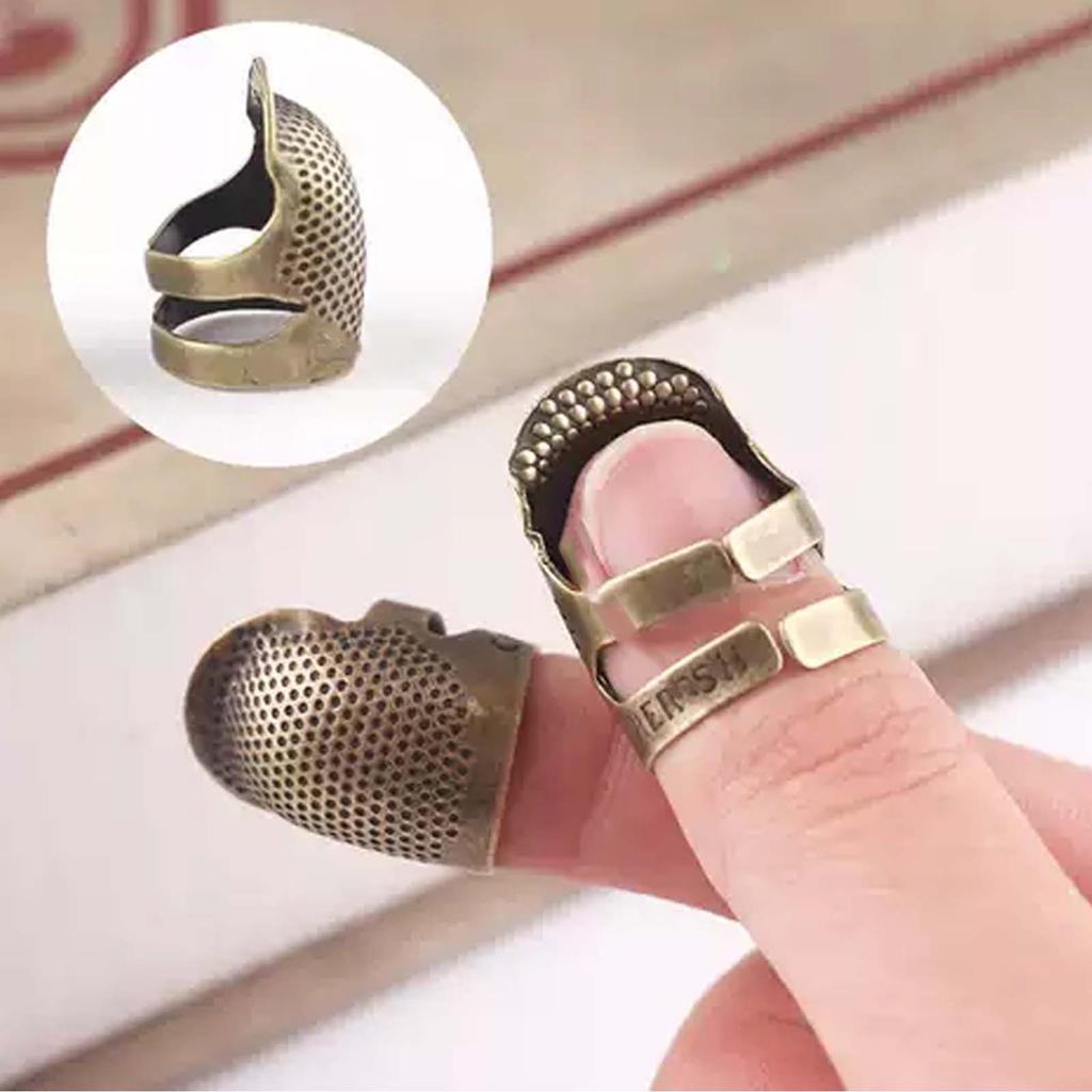 Adjustable Metal Thimble for Hand Sewing, Antique Bronze Finger Protector Ring - Embroidery Craft DIY Accessories
