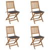 Chaises pliables de jardin lot de 4 avec coussins Bois d'acacia