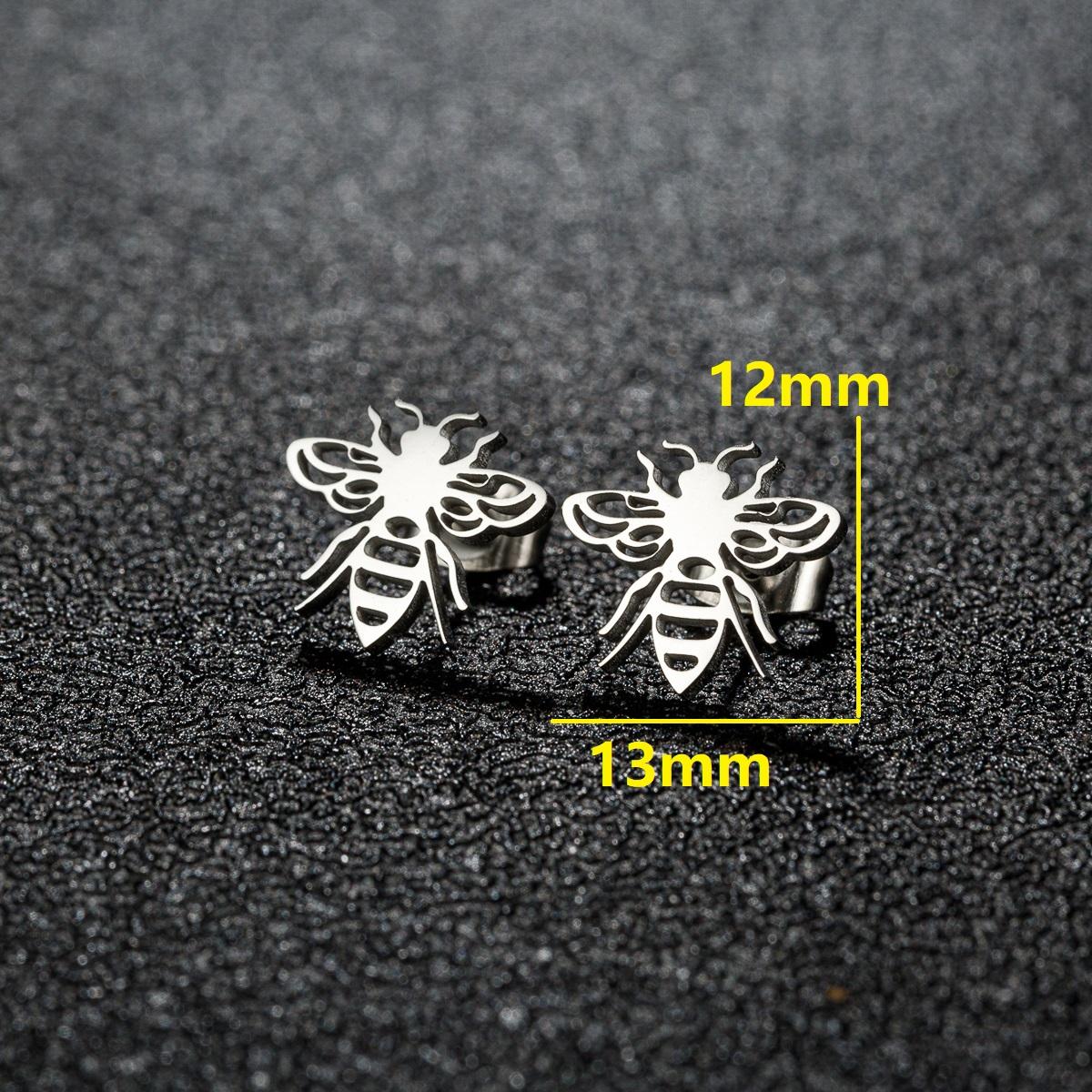 

Small Bee Stainless Steel Earrings For Women Girls Mini Insect Animal Ear Piercing Stud Earrings Party Zircon Gift Aretes
