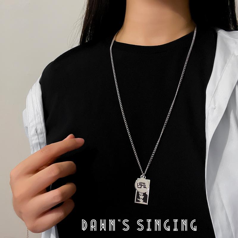 

Винтажное многоуровневое ожерелье из нержавеющей стали 316L для женщин, титановая сталь, портретный жемчужный кулон, модное ожерелье в стиле холодный ветер в стиле хип-хоп