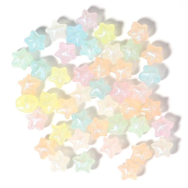 Acrylic Translucent Candy Color Heart & Star Beads, 100 Pieces/Pack, DIY Bracelets Small Pendants.