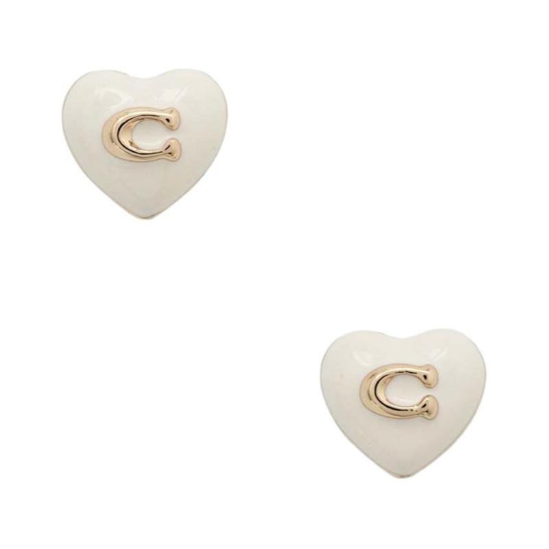 COACH Letter Logo Brass Earrings Women s White
