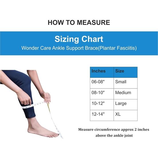 Wonder Care Ankle Binder with Elastic Strap | Ankle Brace for Sprained Ankle Injury Plantar Fasciitis | Ankle Wrap Pain Relief Men & Women (L)