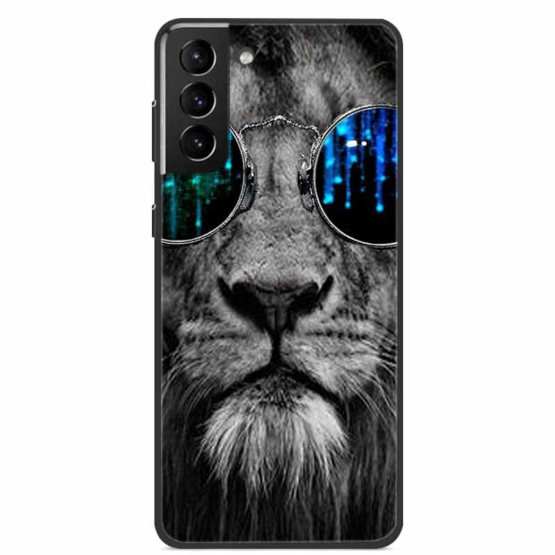 For Samsung S22 Case Wolf Lion Cat Black Silicone Soft Back Cover Case For Samsung Galaxy S21 FE S22 Ultra Phone Case S 22 Funda