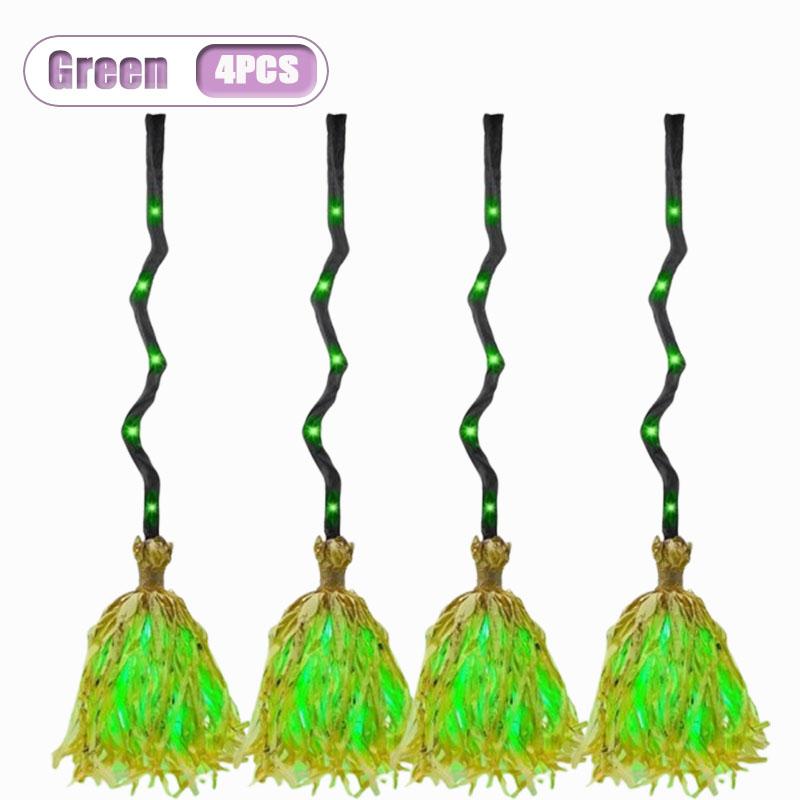 1-4PCS Halloween Magic Broom with Sound and Touch Activation Animated Light Up Moving Dancing Broomstick for Haunted Decoration