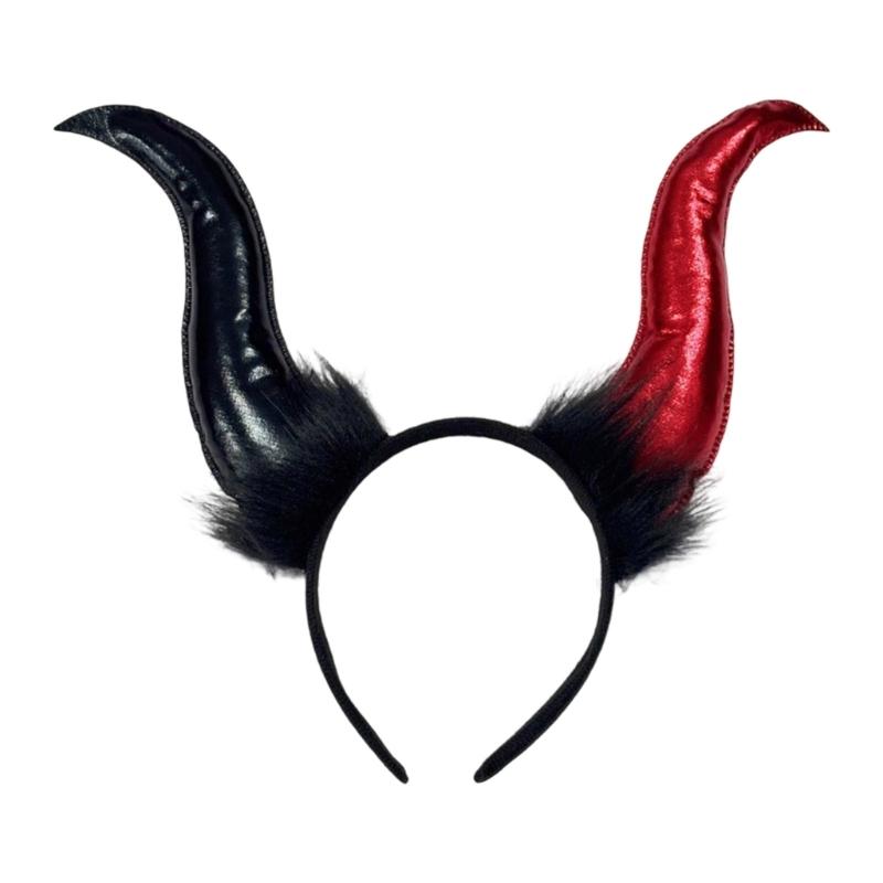 Halloween Cloth Devil Horn Headdress Nonslip Comfort Stretchable Unisex Hairband Props For Daily Use Event