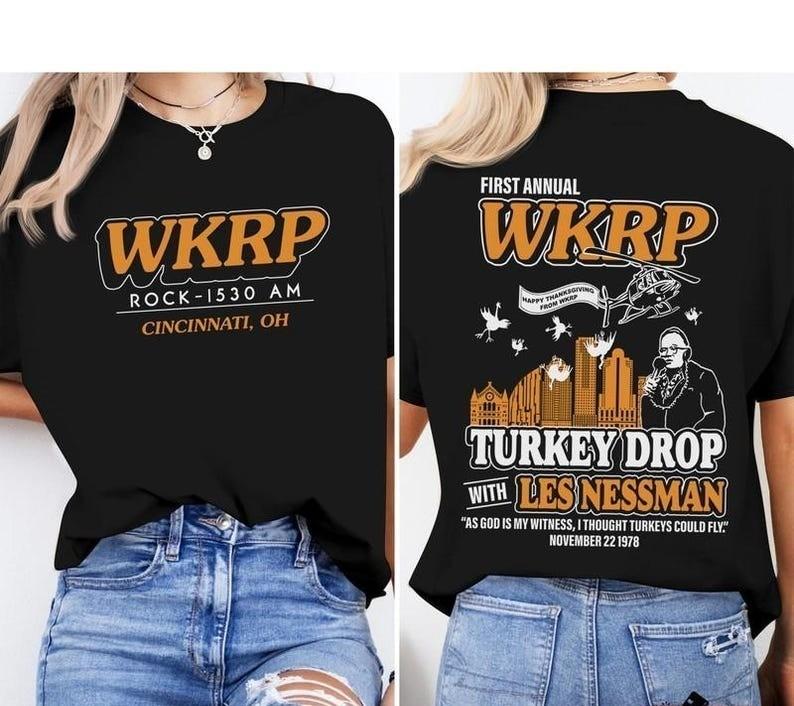 

First Annual Wkrp Turkey Drop Shirt, Thanksgiving Wkrp Shirt, Wkrp In Cincinnati 2XL