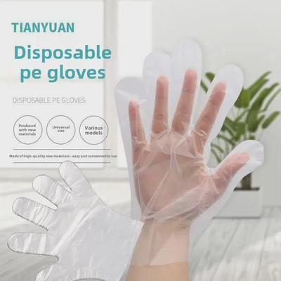 100 יחידות כפפות פלסטיק PE שקופות מעובות לשימוש חד פעמי ליופי, קייטרינג ומגע במזון