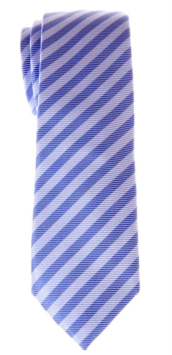 (RETREEZ) Striped Woven Fabric Slim Tie - Two-Tone Purple Stripe