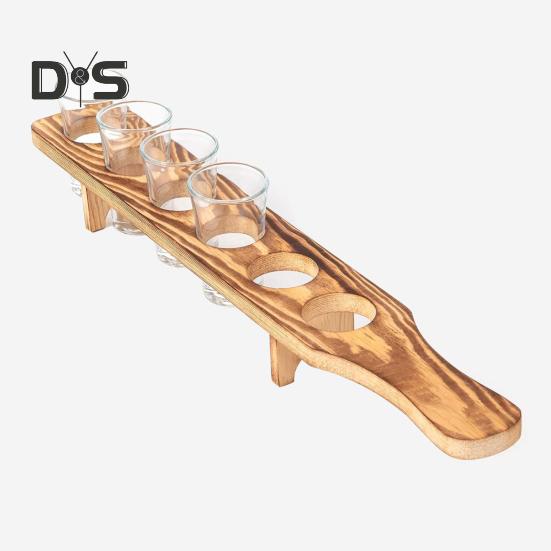 Wine Glass Rack 6 Small Wine Glasses Wooden Wine Holder Shot Serving Tray for Whiskey Vodka Tequila Good Helper for Parties Home Bar Restaurant