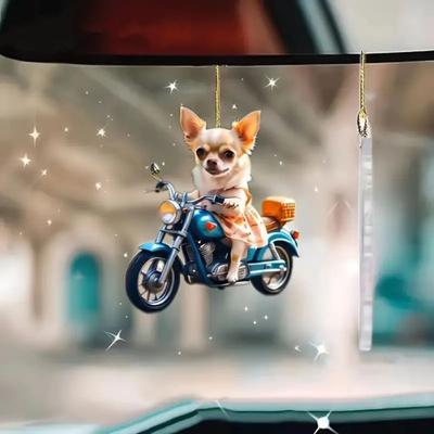 Yousheng Pingente de Natal Espelho Retrovisor Pendurado Ornamento com Cordão Fácil de Pendurar Pingente de Cachorro Animal Resistente ao Desbotamento Decoração de Árvore de Natal