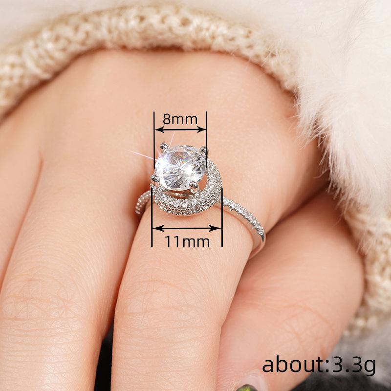 Geometric Zircon Ring For Women, Fashion Light Luxury High-End Rings, Popular Sparkling Jewelry