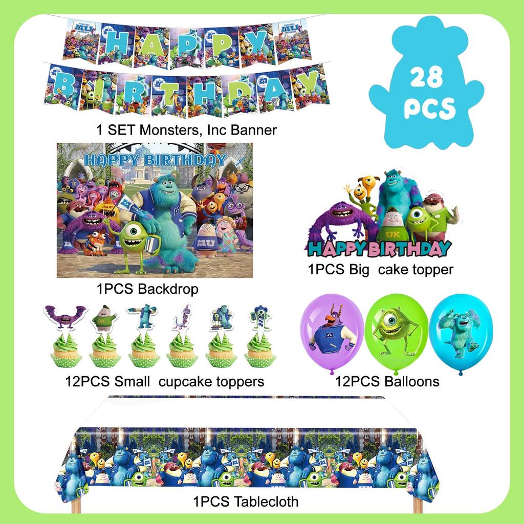 Cartoon Birthday Party Supplies, Cartoon Party Decorations Set - Cartoon Balloons Banners Cake Topper Etc for Kids Cartoon Birthday Party