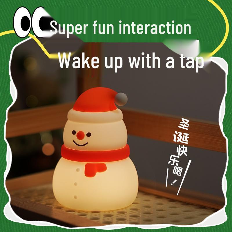 Grenzüberschreitendes Weihnachts-Silikon-Nachtlicht: Wiederaufladbare Nachttisch-Atmosphärenlampe mit Timer