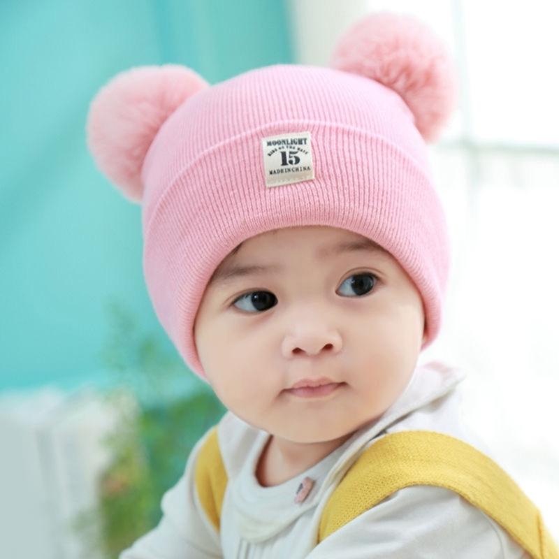 2-teiliges Set aus Babymütze und Halswärmer mit Bärenmotiv, gestrickte Babymütze und Schal, dehnbare Mütze und Schal für Kleinkinder, angenehm zu tragen