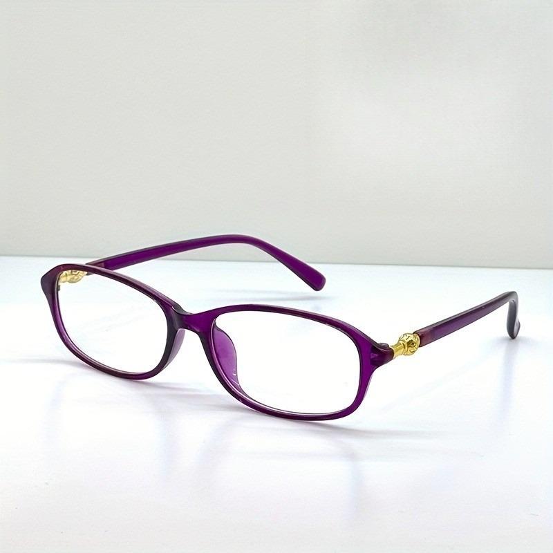 Women's Elegant Purple Full-Frame Reading Glasses with Golden Accents - Lightweight Rectangular Design +1.0~+4.0
