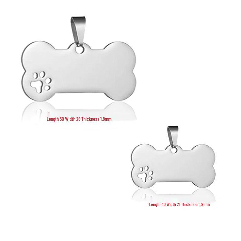 

Stainless Steel Laser Engraved Paw Print Bone Shape Pet ID Tag Small 40*23*1.8