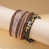 Leather Diamond Cross Multi-layer Magnetic Bracelet Autumn and Winter Personality Hip-hop Niche Jewelry