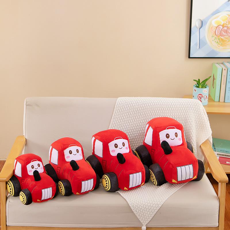 Cartoon Tractor Plush Toy Bedtime Comfort Pillow for Kids