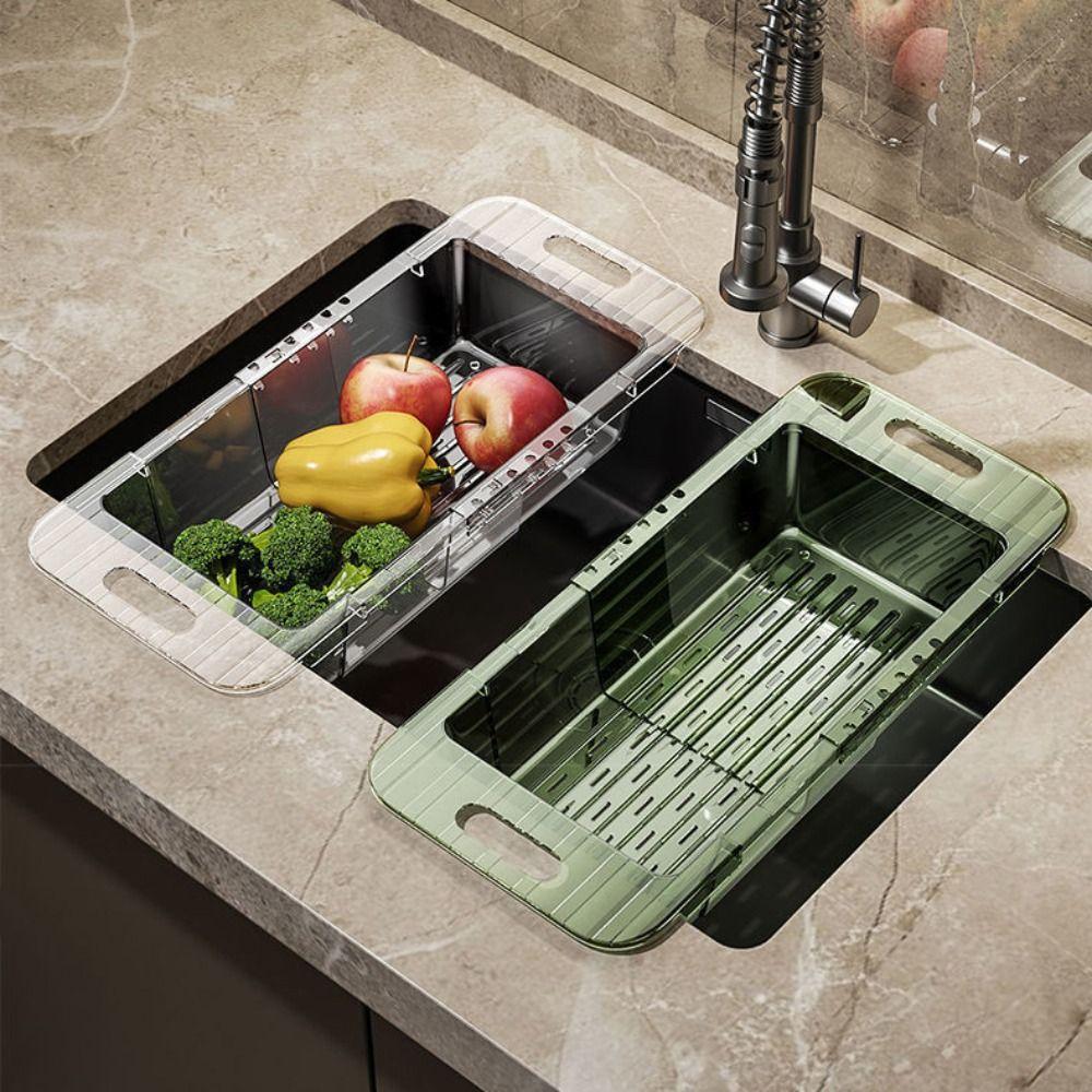 Flexible Vegetable Washing Basin Telescopic Retractable Drainage Rack Kitchen Drainage Basket  Sink