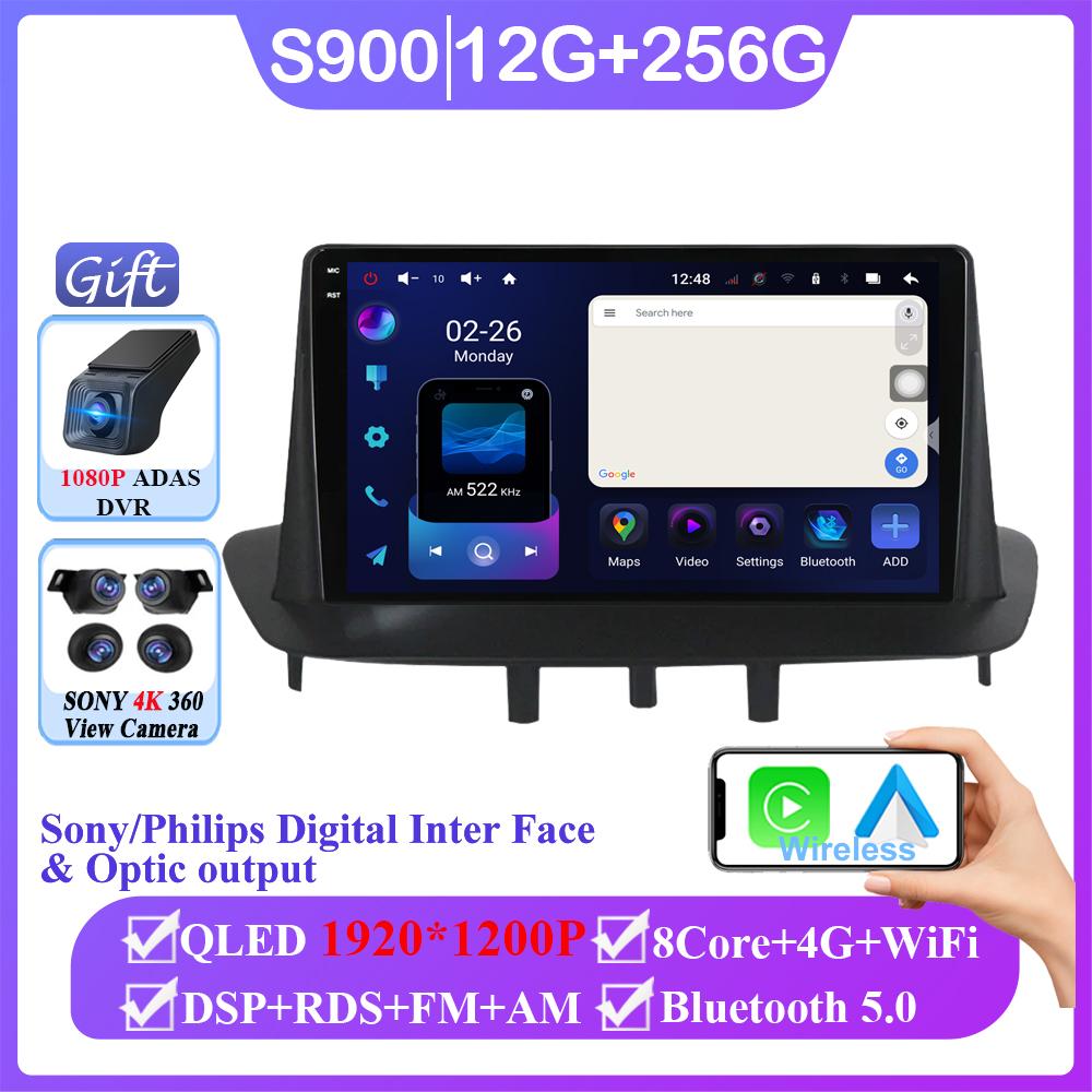 Car Radio Multimedia Play For Renault Megane 3 Fluence Samsung SM3 2008 - 2014 Android 14 Wireless Carplay DSP 48EQ No 2 Din DVD