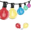 Rainproof LED String Lights, 15M Length, 25 Multi-Color LED Bulbs, E12 Base, 2700K Warm White, PC Material, Durable, Connectable, Indoor/Outdoor Light