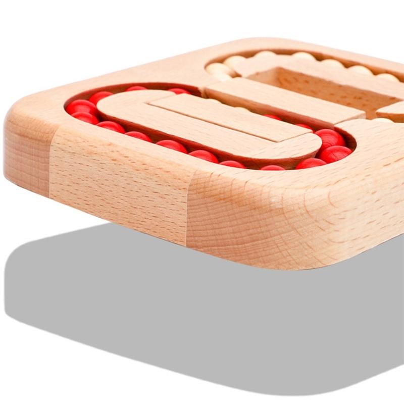 Interactive Wood Bead Puzzle Toy for Kids and Adult with Rotating Beans to Boost Cognitive Ability Fun Family Activity