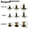 10/20/30Pcs 5-8mm Flat Head Screws Nail Metal Double Cap Side Round Rivet Leather Craft Wallet Fastener DIY Hardware Accessories