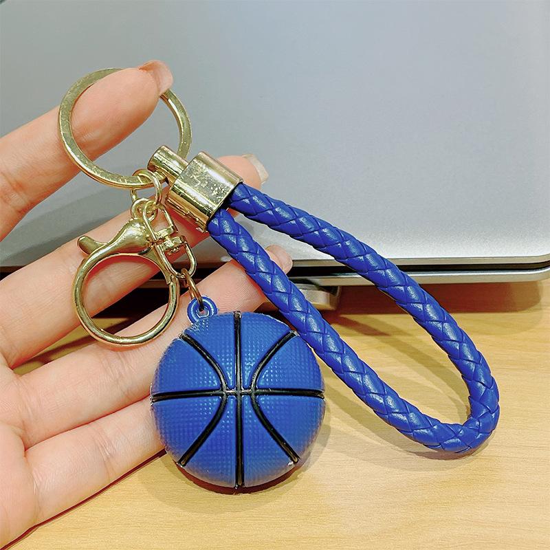 Tassenbedel Unisex Basketbal Hanger Tassen Cadeaus Kettingen Hangende Decoraties Creatieve Nieuwe Zacht Rubberen Basketbal Sleutelhangers Accessoire blauw