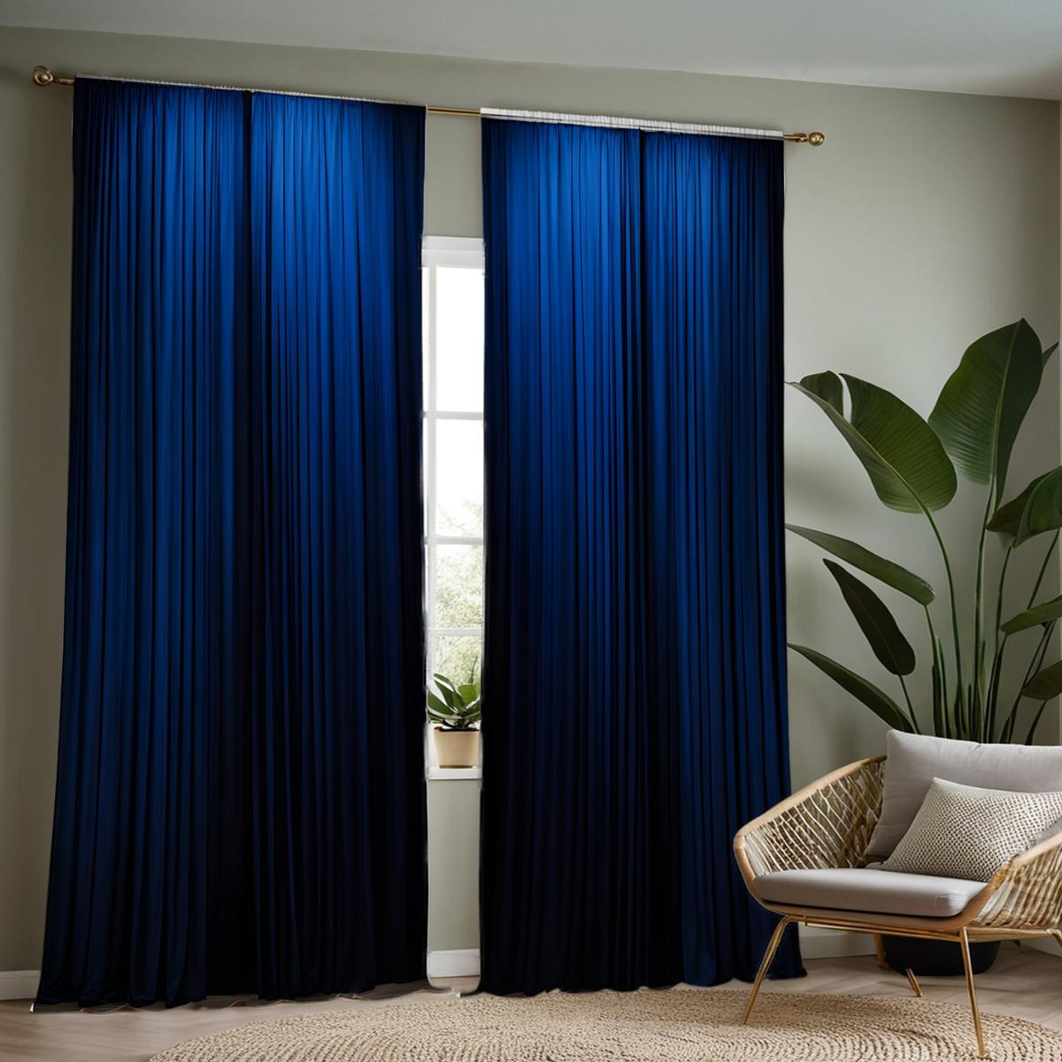 

2 шт. HD Lake blue однотонные декоративные занавески Синяя цифровая печатная занавеска Стиль украшения дома Украшенная гостиная кровать W52H63inchW132H160cm