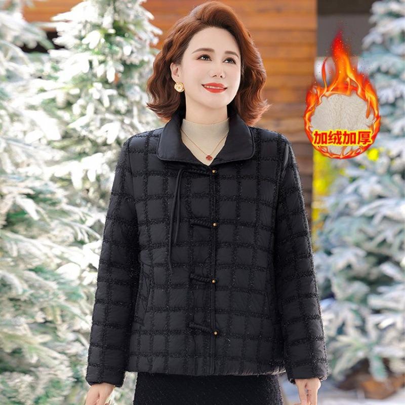

Women s velvet padded jacket, new short medium padded jacket, winter disc-buckled padded jacket for women 5XL [recommended 150-80kg] чёрный