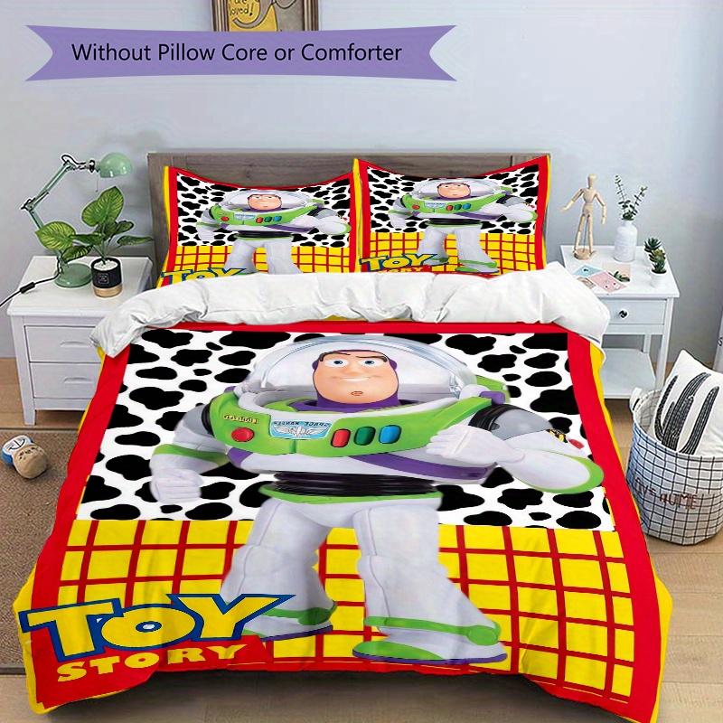 3pcs Buzz Lightyear Space Ranger Print Bedding Set (1 Cover + 2 Pillowcases, Without Inserts) D007