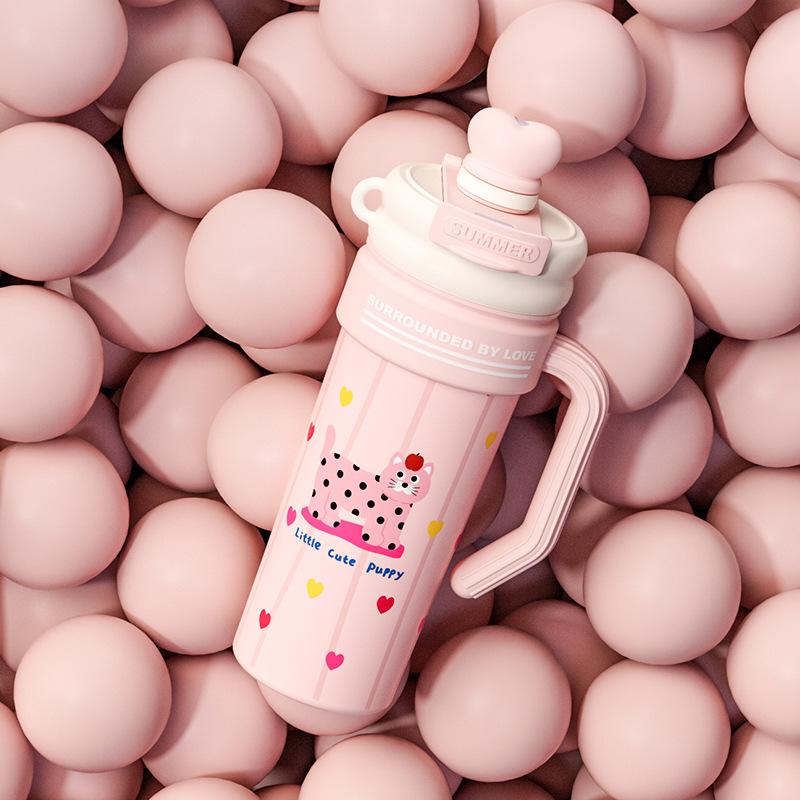 Stainless steel thermos cup for boys and girls, high value ice cup, large capacity water cup, giant Mac ton ton straw water cup