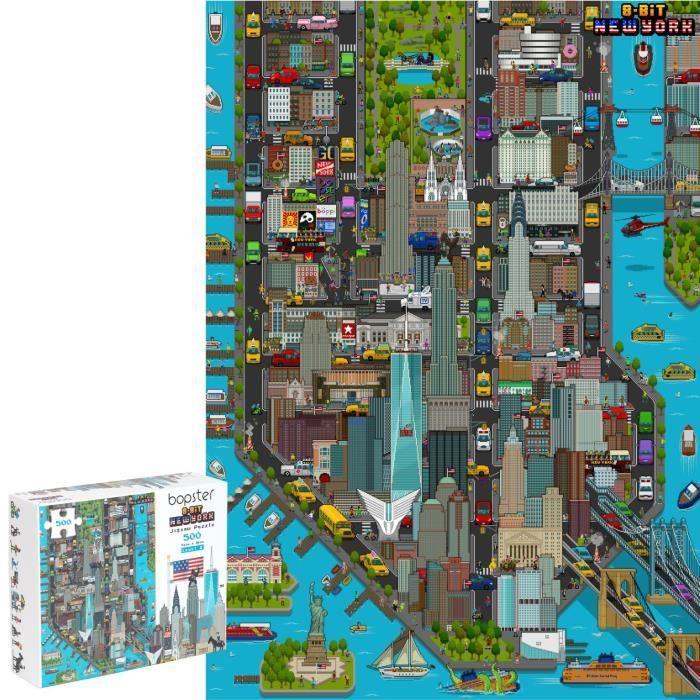 Puzzle - 8-bit Pixels New York - 500 Pièces - Architecture Et Monument - Niveau 2