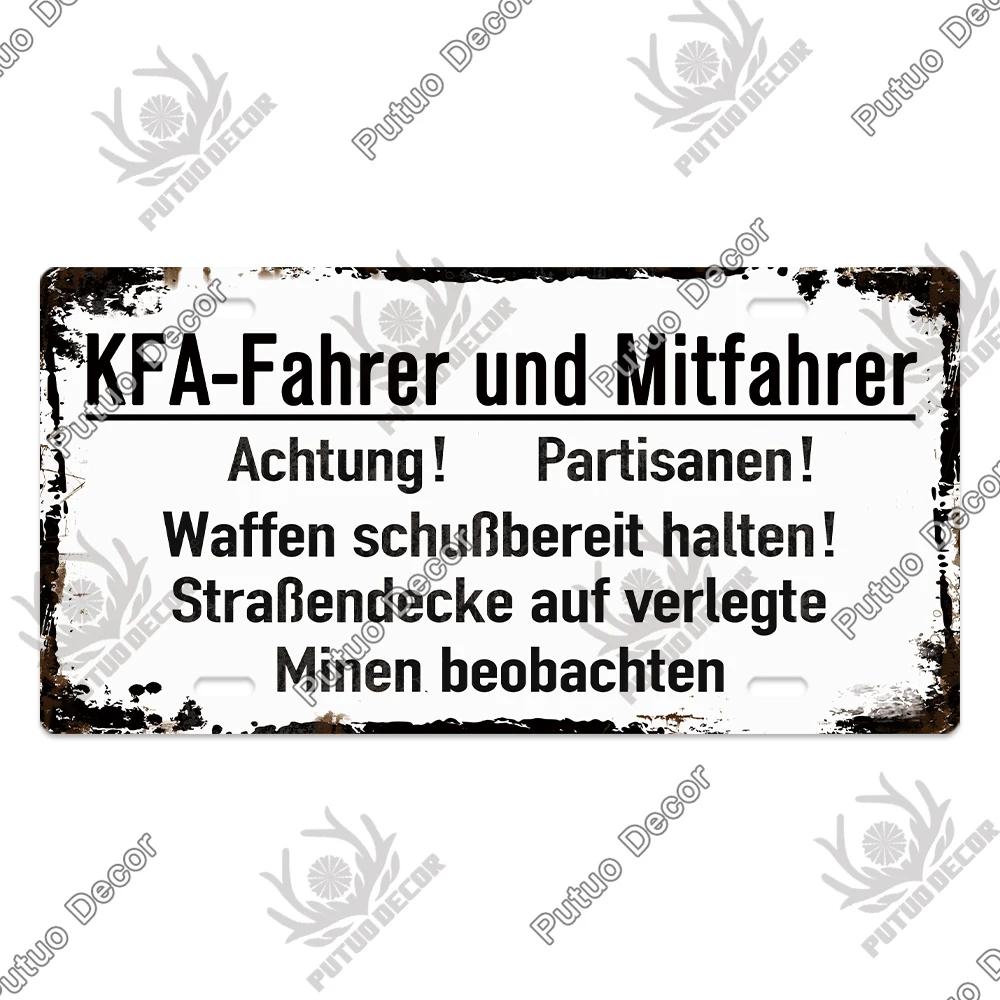 Putuo Decor Deutsche Kriegsgeschichte Vintage Metallschild mit Nummernschild-ähnlichem Design - Ideal für Garagen- und Heimwanddekoration