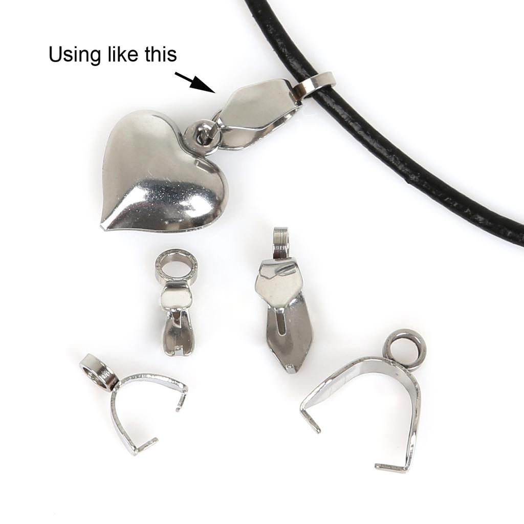 20pcs Clasps Stainless Steel Pendant Pinch Clips Bails Charm Necklace Connectors Beads Jewelry Findings DIY