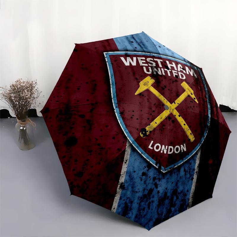 West Ham United pattern, automatic folding umbrella, portable and foldable design, 8 ribs, a Christmas or birthday gift.