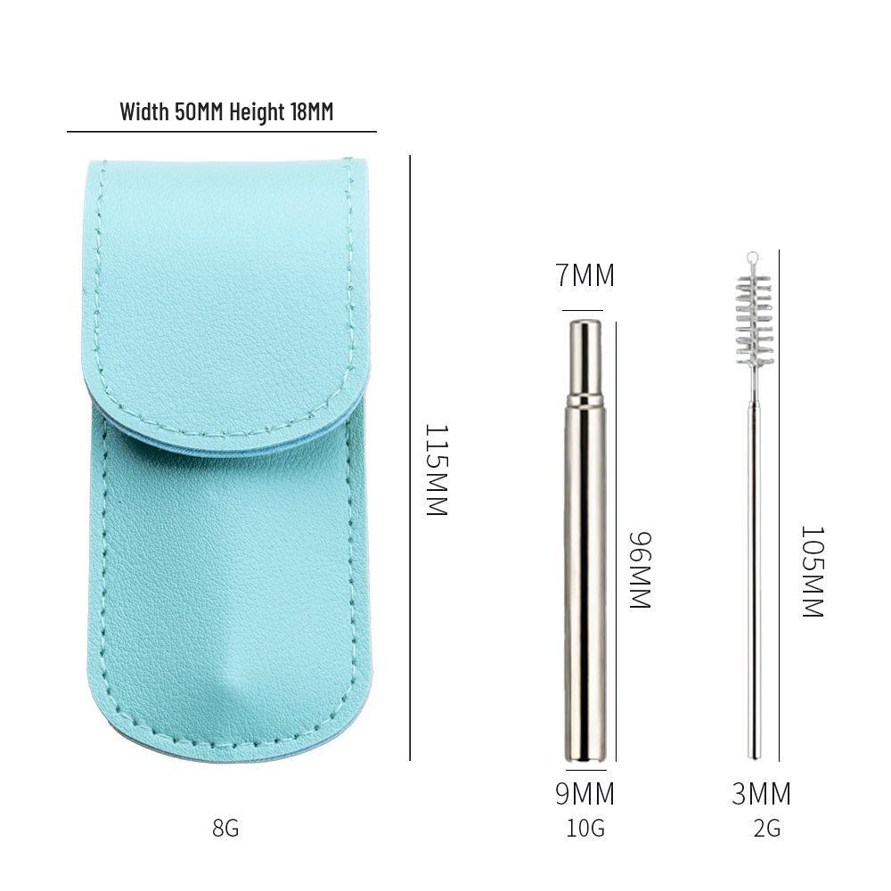 304 Stainless Steel Foldable Telescopic Straw with Brush - Outdoor Gift Tableware