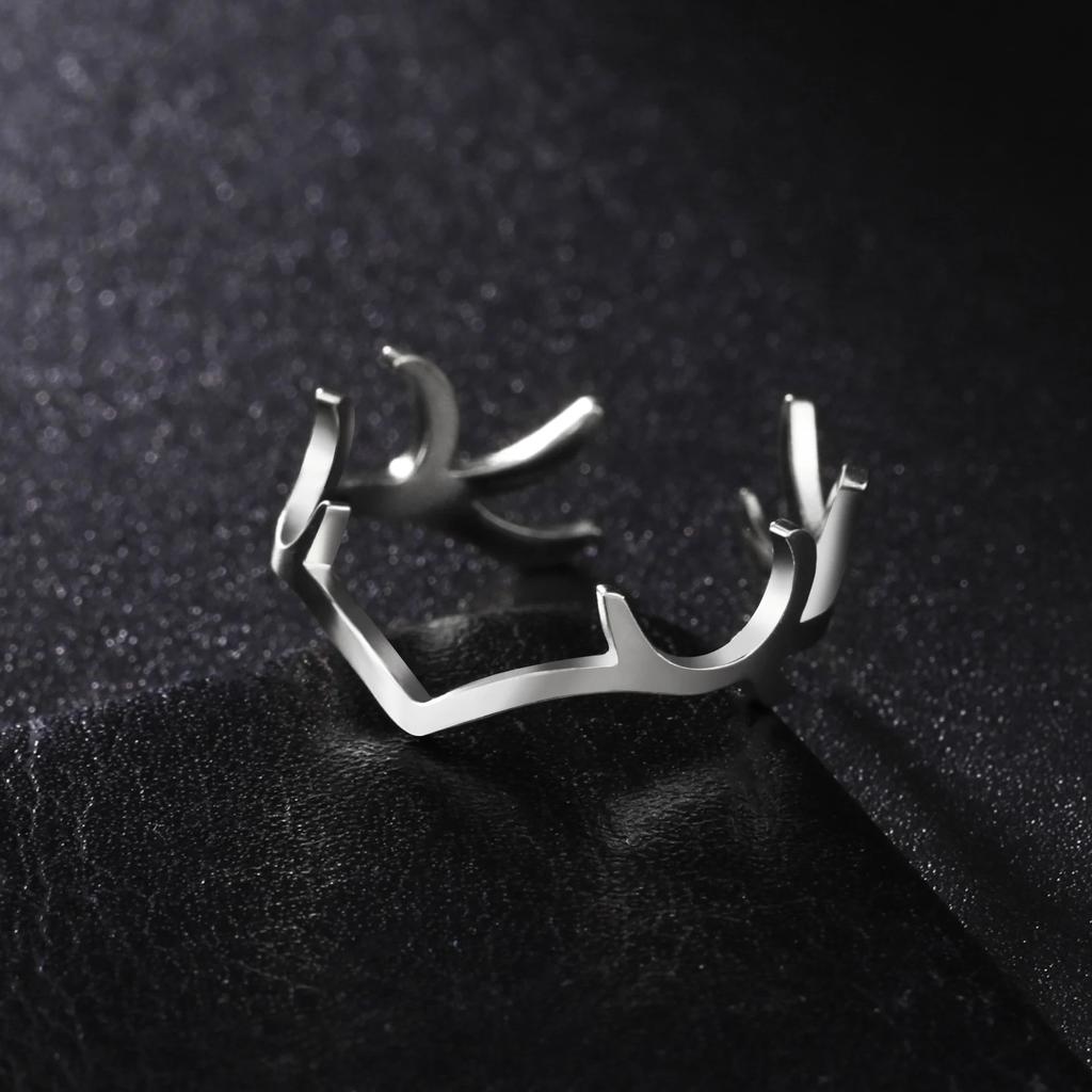 Skyrim Deer Antler Finger Ring Stainless Steel Gold Color Supernatural Amulet Hunter Fashion Gift For Man Woman Jewelry
