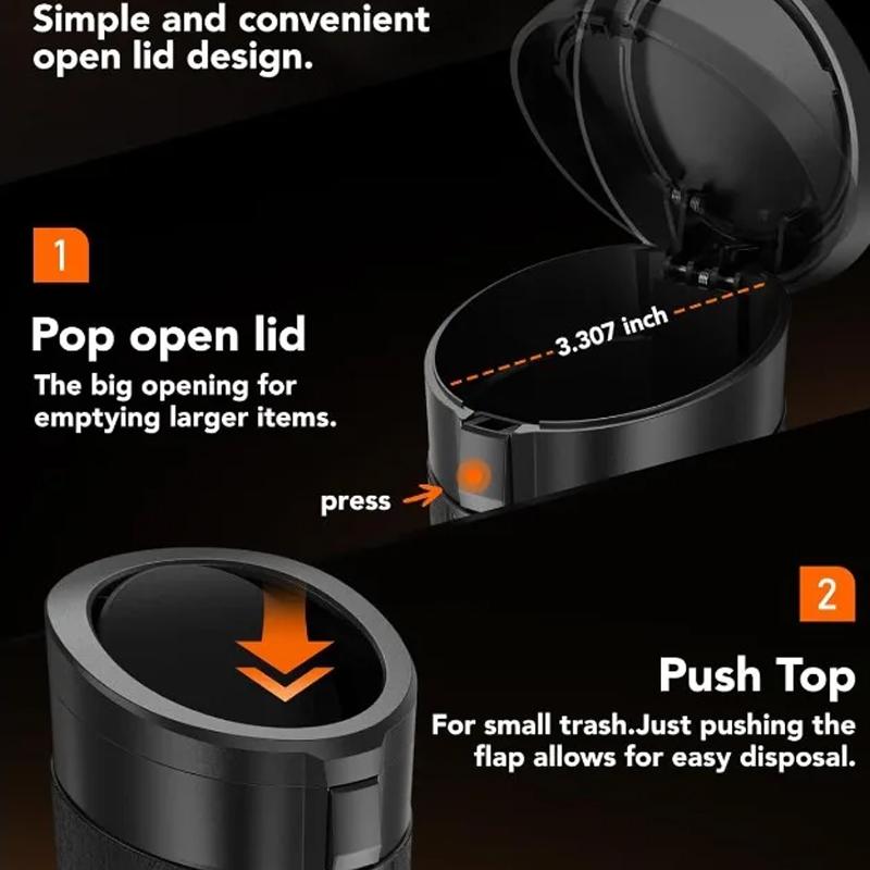 Car Trash Can with Lid Auto Dust Organizer with Garbage Bags Small Car Trash Bin Interior Rubbish Bag Car Accessories