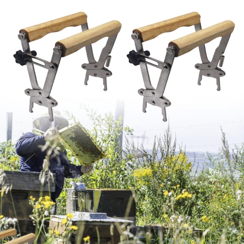 Professional Beekeeping Tool Stainless Steel Frame Holder With Comfortable Wood Handle For Beekeepers Apiary Maintenance