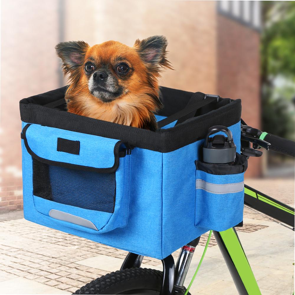 Foldable Front Basket Removable Bike Pet Basket Pet Dog Cat Carrier Camping Bag