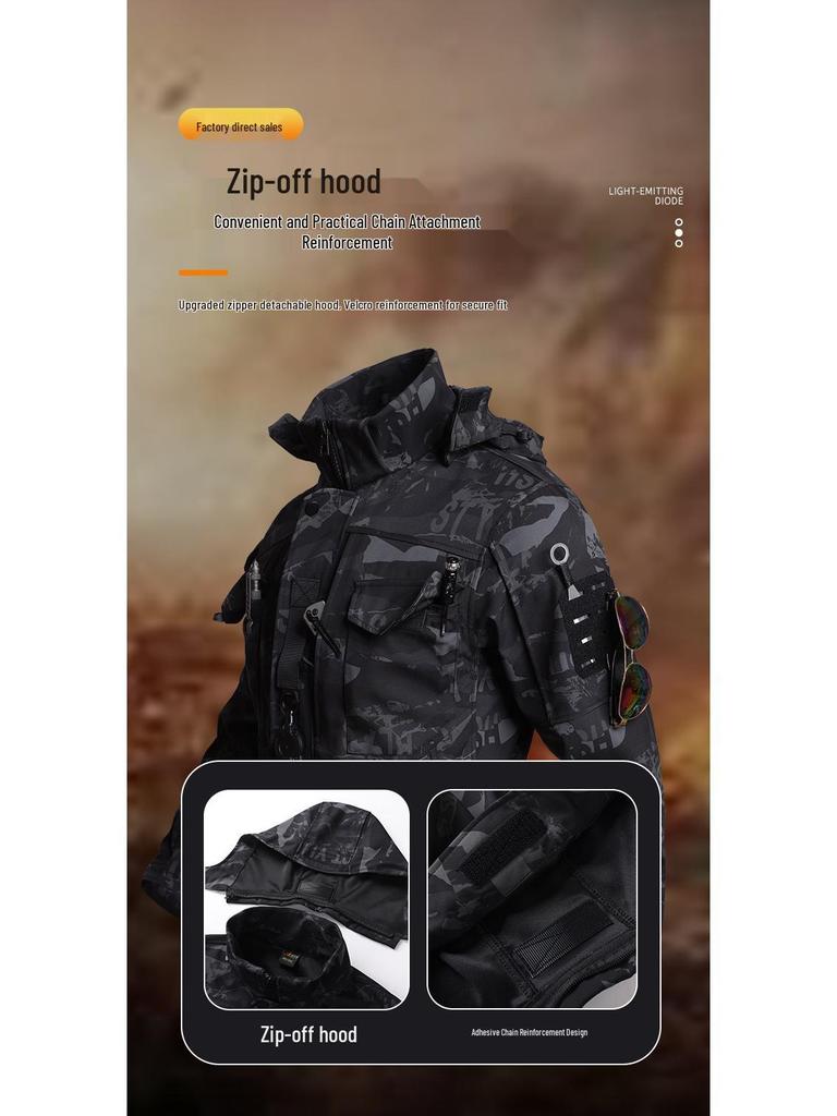 Men's Durable Waterproof Camouflage Jacket & Pants Set - Breathable Workwear for Spring & Autumn Outdoor, Tactical, and Mountaineering Use