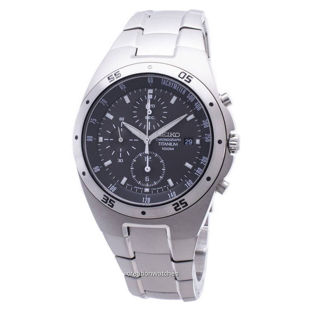 

Восстановленные мужские часы Seiko Titanium Chronograph SND419 SND419P1 SND419P чёрный
