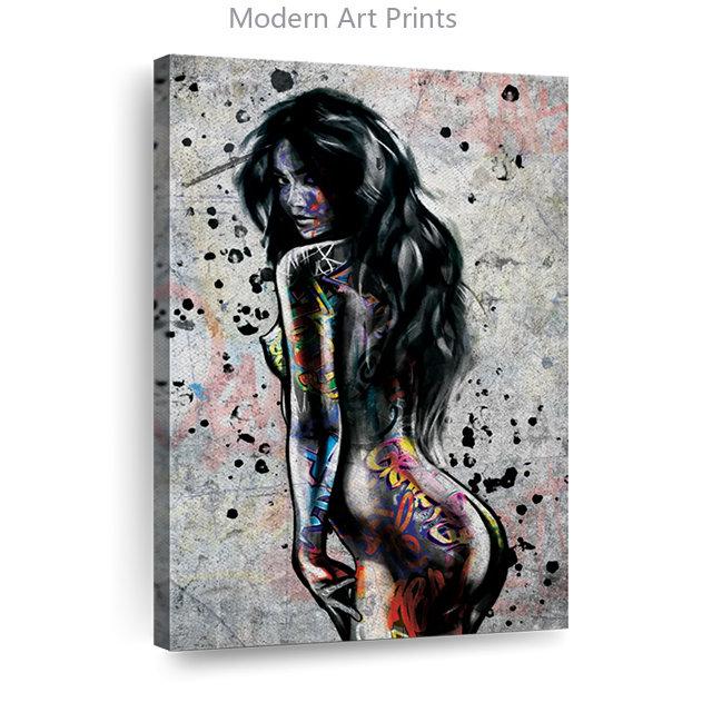 

Graffiti Sexy Nude Female Portrait Body Wall Art Canvas Painting Poster Print Home Decor Decoration for Living Room Frameless 21x30cm No Framed