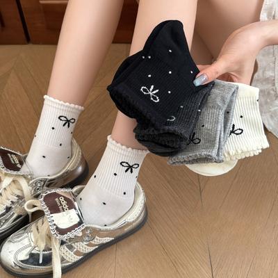 Women's Summer Thin  Bow Hundred Tower Breathable Anti Pilling Tube Pile Socks